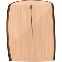 Simple Cartoon Wood Log Icon With Visible Grain Texture On Transparent Background