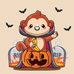 Monkey in Halloween Party