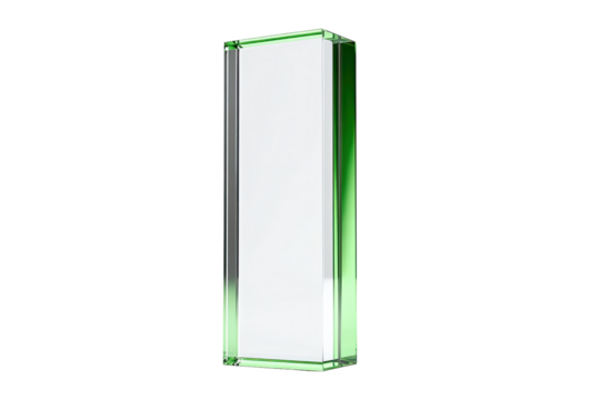 A glossy, green-outlined, rectangular block with a bright white interior against a black background - Powered by Adobe