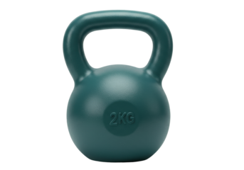 Isolated green 2kg kettlebell for weight training exercises and functional fitness routines