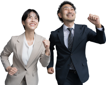 転職や採用にも　 スーツを着たスタートや目標のスピード感疾走感あるビジネスイメージ　背景透明