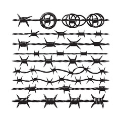 Fototapeta premium Barbed Wire Types, Razor Wire Designs, Security Fence Wire Collection