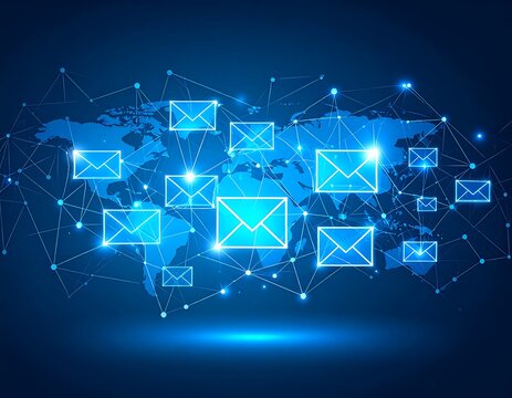 Global communication with email envelopes and network connections