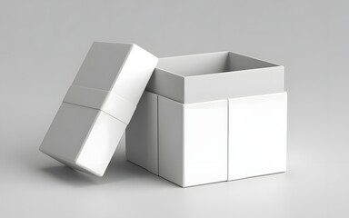 Minimalist White Square Box with Open Lid Clean Packaging Vector for Product Presentation