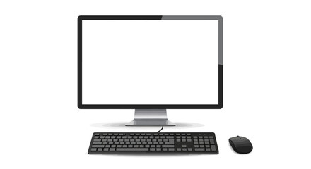 Fototapeta premium Modern computer setup with blank screen, keyboard, and mouse, perfect for digital presentations and design work