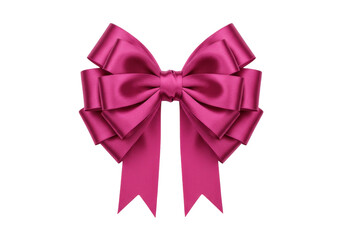 Isolated Magenta Ribbon Bow Tie Decoration - Present, Celebration, Holiday and Festive