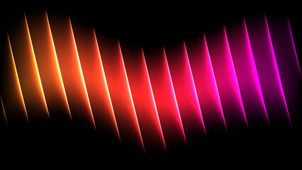 黒背景とカラフルな蛇腹状の光