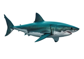 Naklejka premium Isolated majestic great white shark swimming gracefully with a stunning pose and details