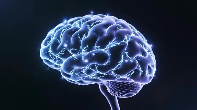 Glowing Blue Brain with Electrical Energy