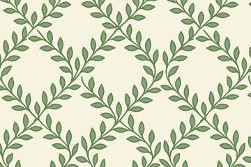 Chains interwoven vector flow reminiscent seamless gentle design motif creating leafchain symmetrical