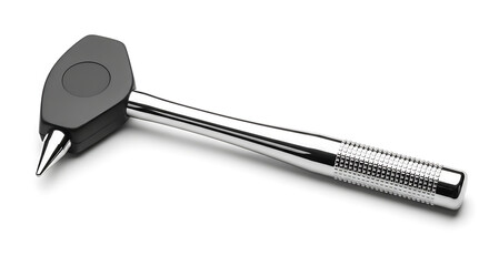 Medical reflex hammer tool for neurological examination, a diagnostic instrument with a metal handle and a round head