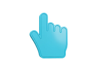 Isolated Illustration of a Cyan-Blue Hand Pointer, UI Element with Rounded Edges for Web Design