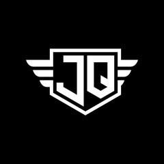JQ Logo vector image of initial shield with wing outline and simple shield