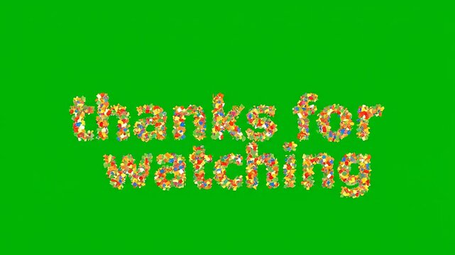 Colorful thanks for watching phrase animation on green screen chroma - Powered by Adobe