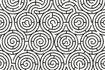 Pattern illustration continuous vector circular hypnotic elegant creating maze corridors design