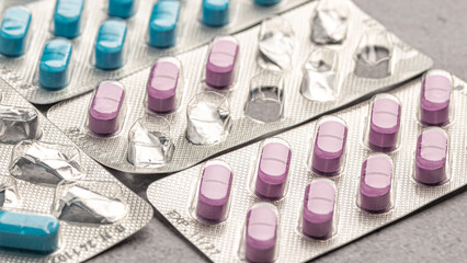 Variety of medicines and drugs.Medicine and healthcare concept.Variety of medicines and...