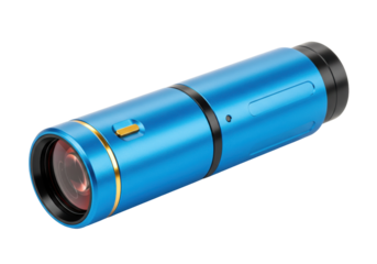 Isolated blue spyglass telescope, optical instrument for covert observation and distant viewing