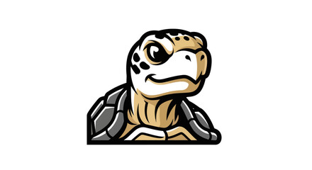 Cartoon Turtle with Determined Expression and Detailed Shell.