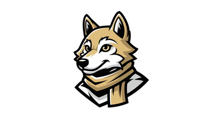 Cartoon Wolf Mascot with Scarf - A Friendly and Stylish Character.