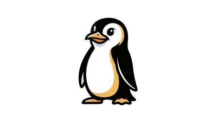 Charming Cartoon Penguin Illustration with Classic Black and White Plumage.