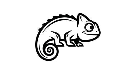 Charming Chameleon Illustration - A Playful Reptile Design with a Spiraled Tail. © Lexxa