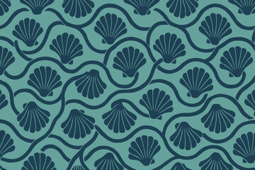 Arranged illustration shell harmony evoking vector featuring calm formations oceanic pattern