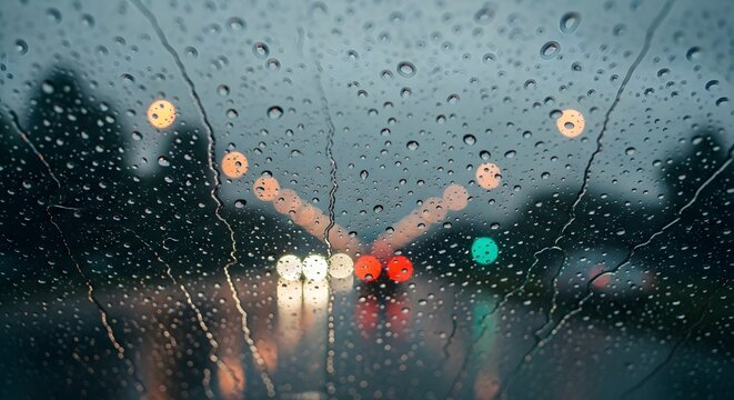 Drizzle on the car windshield