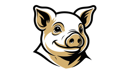 Charming Pig Head Vector Illustration with Detailed Features.
