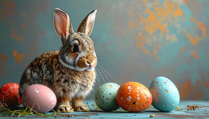 Easter rabbit and easter eggs