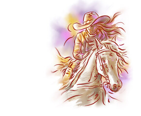 horse and rider digital art for card decoration illustration
