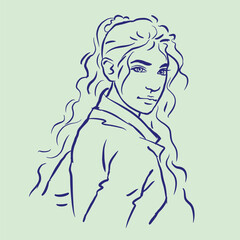 girl with long hair in shirt posing vector for illustration card decoration