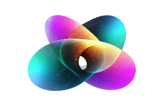 Interwoven, glowing, abstract floral with gradient color