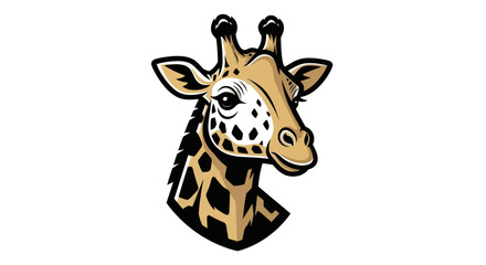 Detailed Giraffe Head Illustration with Distinctive Spot Pattern.