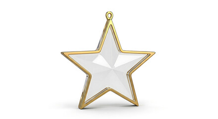 Shiny five-pointed star ornament with a golden border, perfect for festive decorations and awards
