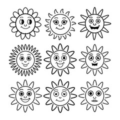 sun cartoon faces funny emoticons