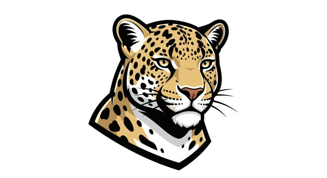 Detailed Jaguar Head Illustration with Distinctive Spots and Focused Gaze.
