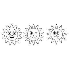 sun cartoon faces funny emoticons