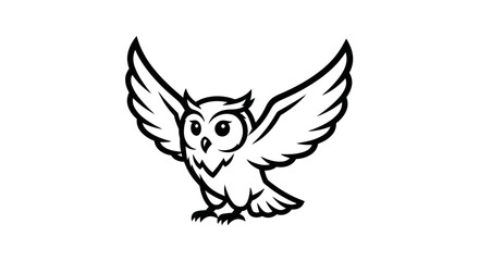 Detailed Line Art Depiction of an Owl in Flight.