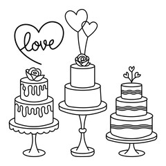 a black and white illustration of a cake 