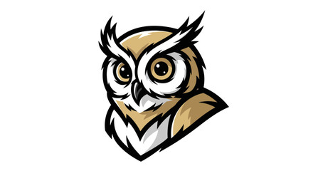Detailed Owl Mascot Head with Sharp Eyes and Feathered Details.