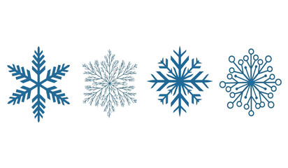 Diverse intricate snowflake designs showcasing winter beauty and delicate ice crystal formations for festive decor and seasonal graphics isolated on white background