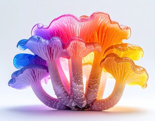 Cluster of vibrant, rainbow-hued mushrooms (2)