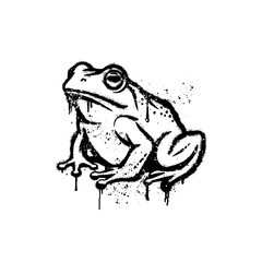 Realistic Frog Graffiti Spray Paint Urban Street Art Monochrome