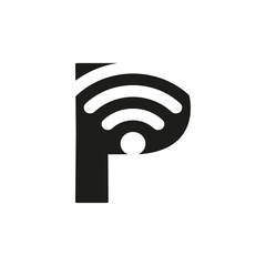 P Letter With WiFi Signal Arc Logo, Modern Branding Symbol For Connectivity