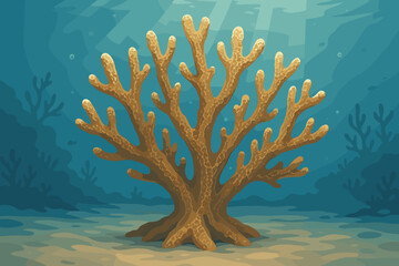 Fototapeta premium Illustration through surface soft light patterns piece branching underwater coral filtering vector