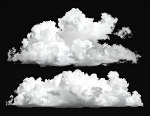 Two layers of fluffy white clouds against black