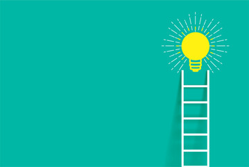 Creative Idea Ladder Concept  Innovation, Success, and Bright Lightbulb Inspiration