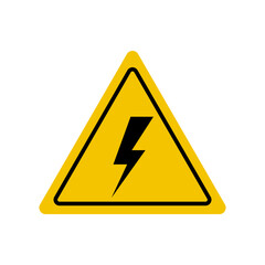 High voltage warning sign in yellow triangle symbol vector illustration