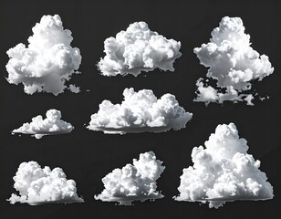 Fluffy white clouds against dark background