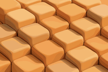 Illustration pastel vector blocks peaceful softcube clay geometry arranged subtly shadows